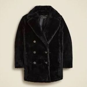 J. Crew Faux-Fur Peacoat Black Large NWT
